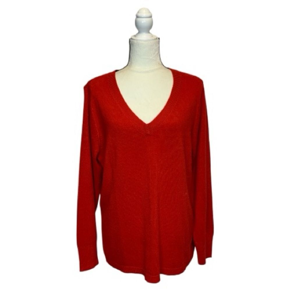 Croft & Barrow Vibrant Red V-Neck Sweater Size XXLarge